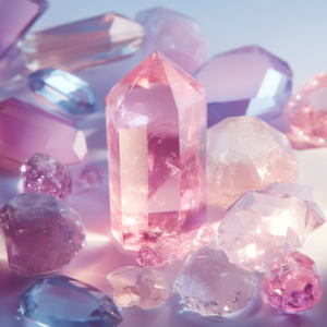 Soft rose quartz or pastel-colored gems