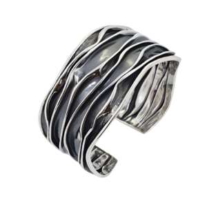 A chunky bracelet, raw cuff with industrial textures