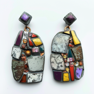 Brutalist earrings multi-colored